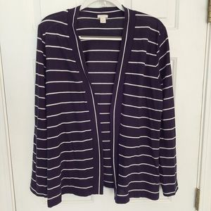 Lands' End blue striped cardigan size XL